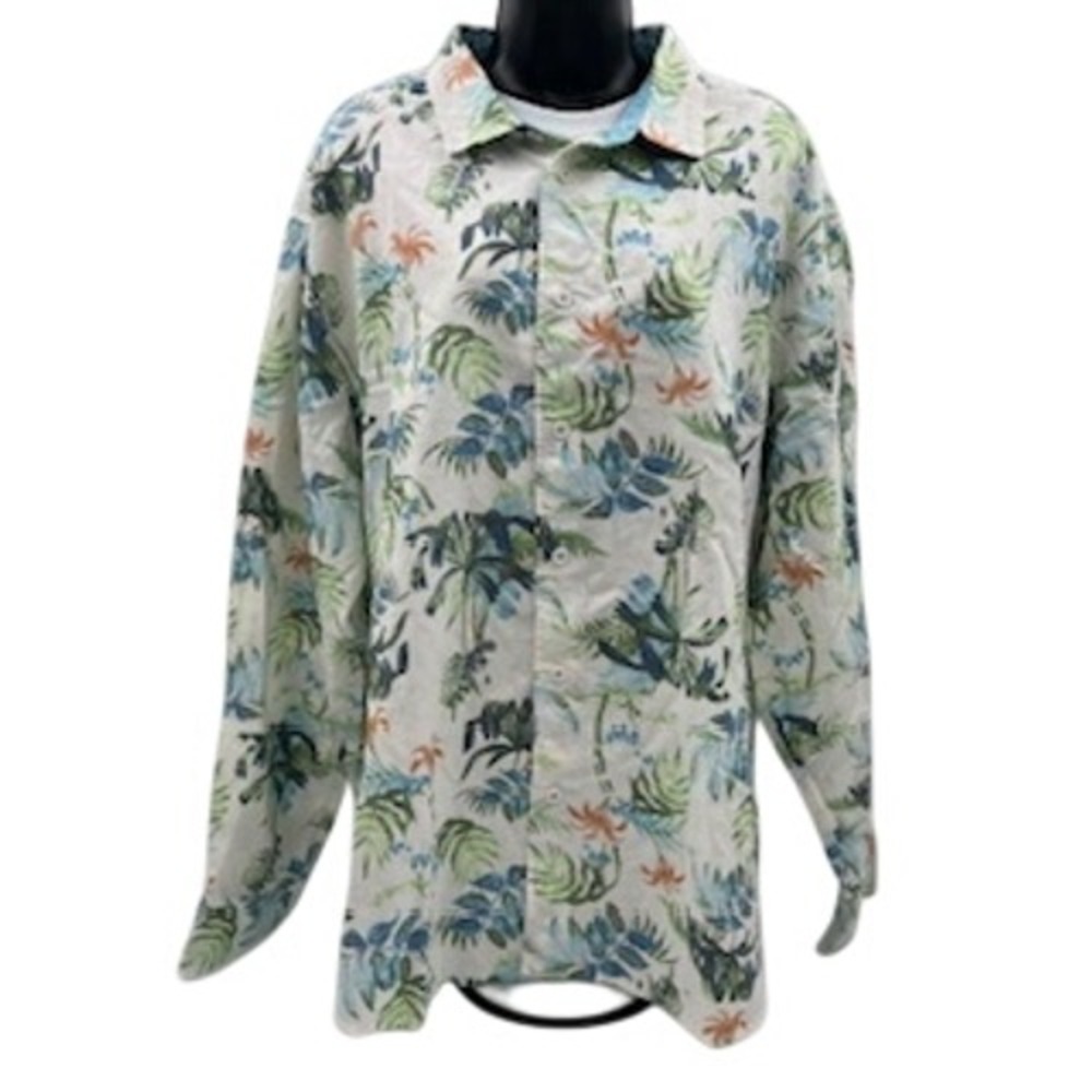 Paradise Collection Mens‎ XXL Tropical Leaf Print linen blend Button Down Shirt